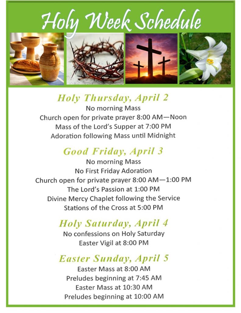Holy Week Schedule - Holy Trinity Catholic Parish